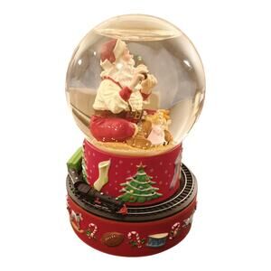 2001 Hallmark Coca-Cola Santa Musical Snow Globe Moving Train New In Open Box